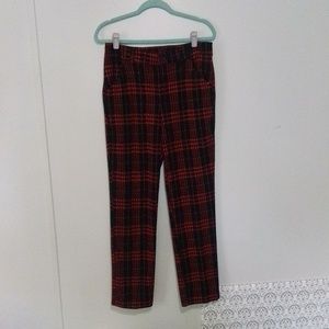 Time and Tru ladies size 12 black and red plaid stretch pants zipper closure